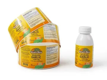Custom printed vinyl label stickers for health supplements and pills