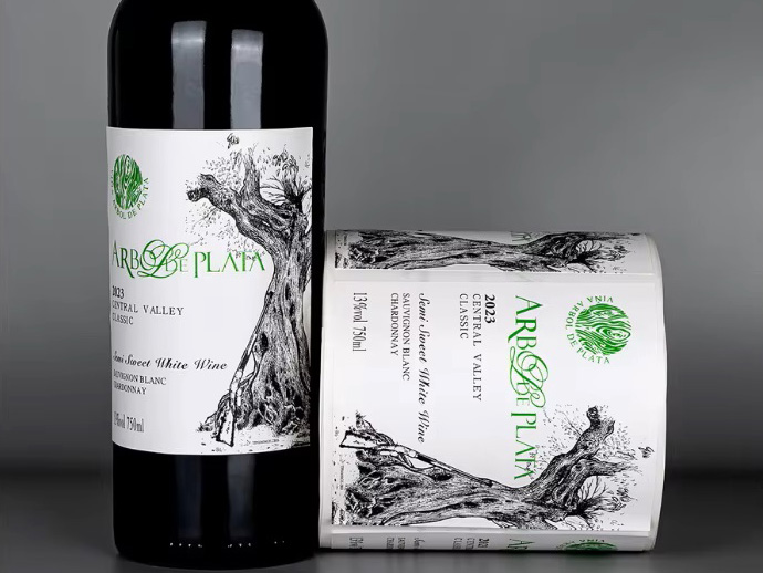 Custom embossed glossy waterproof UV sticker for wine bottle labels