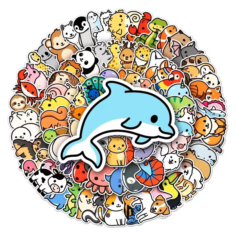 Hot selling custom cartoon animal labels cute stickers factory price (1)