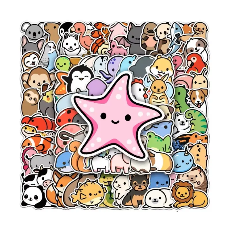 Hot selling custom cartoon animal labels cute stickers factory price (5)