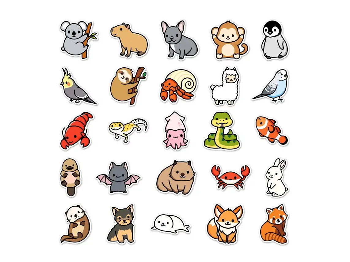 Hot selling custom cartoon animal labels cute stickers factory price