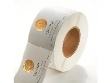 Custom embossed waterproof wine label with foil, textured finish.