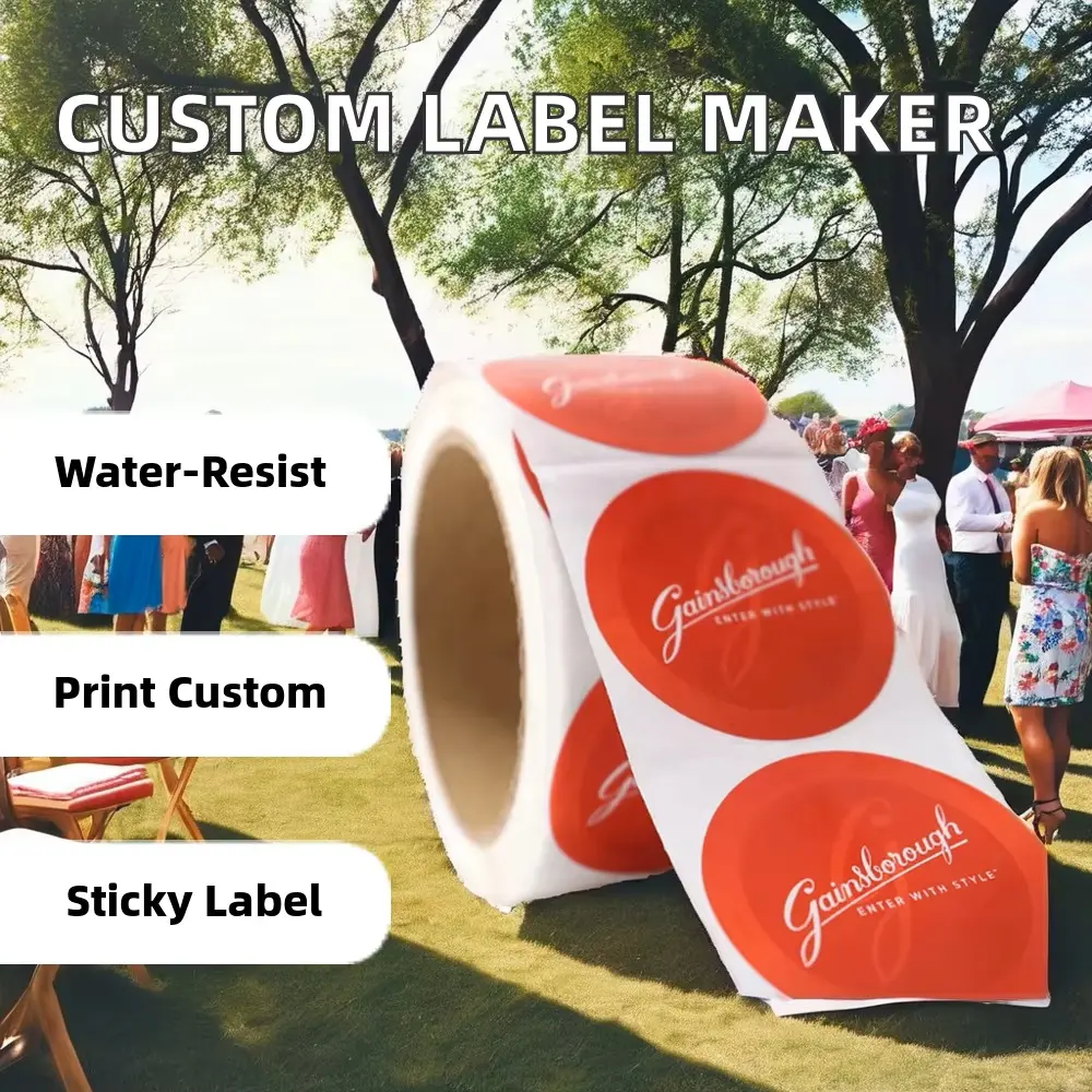 Custom vinyl waterproof PET sticker roll with UV printed logo (2)