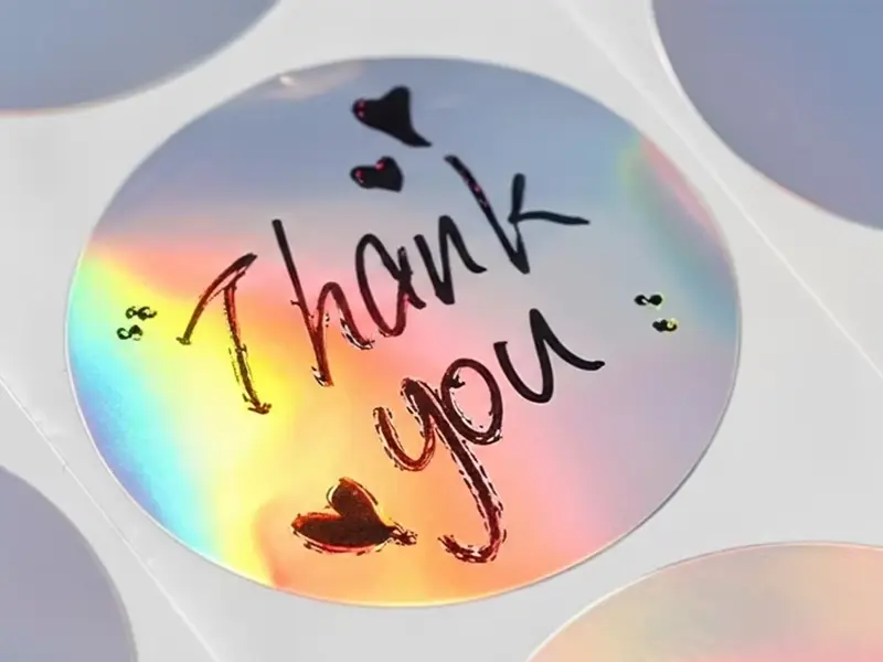 Custom Waterproof Hologram Thank You Stickers Roll - 100pcs