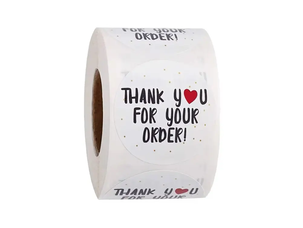 Custom waterproof adhesive "Thank You" vinyl sticker roll for crafts