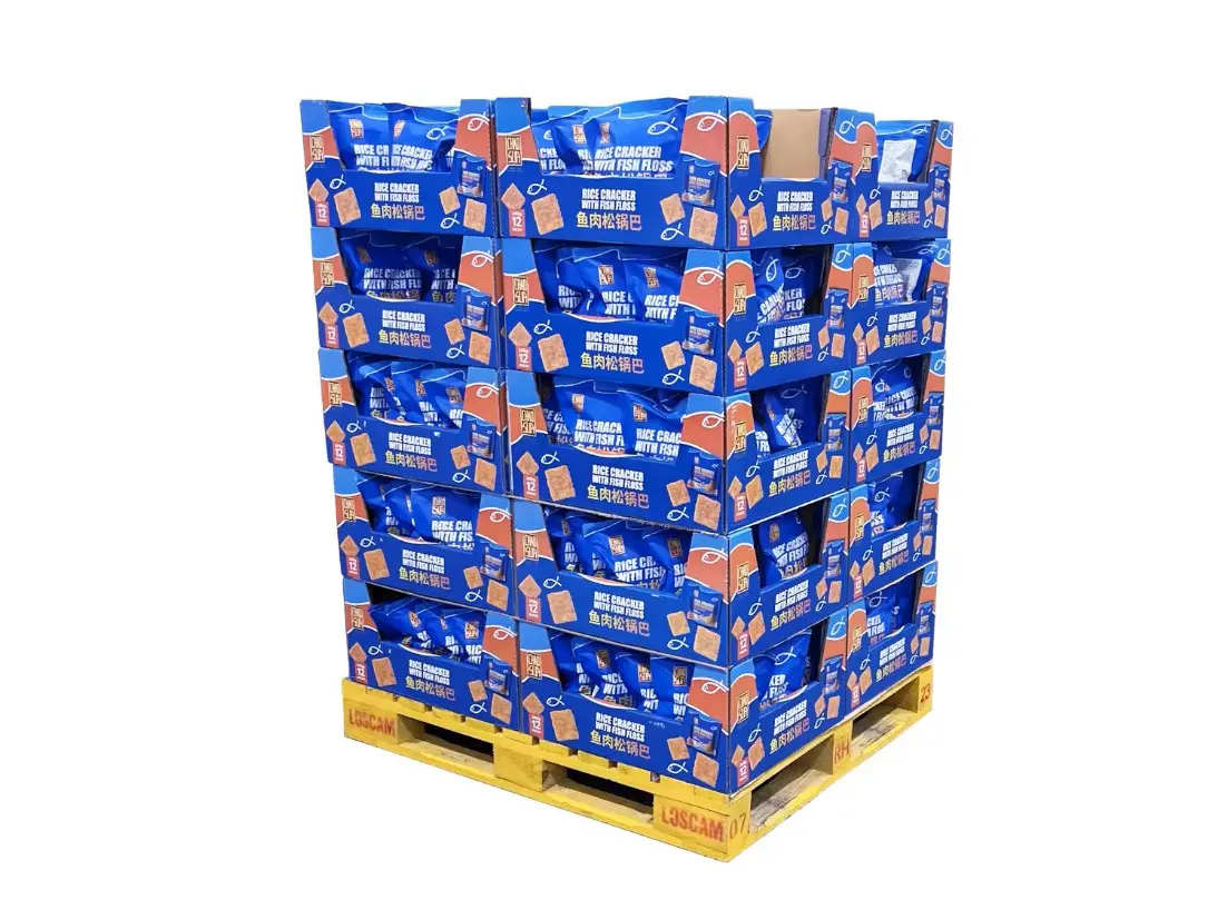 Custom Stackable Corrugated Display Tray for Snack Food Promotion