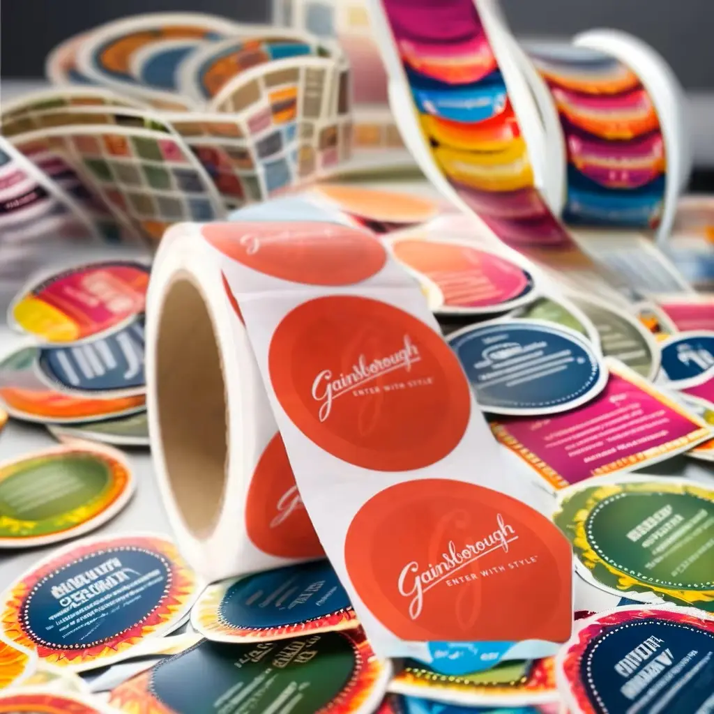 Custom vinyl waterproof PET sticker roll with UV printed logo (3)