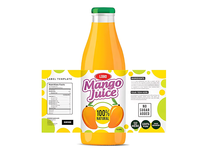 PVC  Adhesive Labels  Wrap Labels for Beverage Juice Mineral Water Bottles