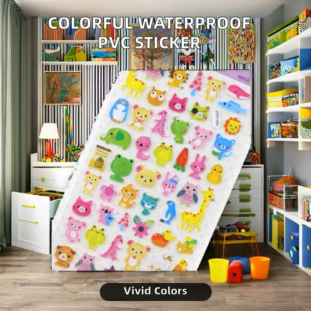 Colorful waterproof PVC sticker with heat-sensitive matte adhesive finish (3)