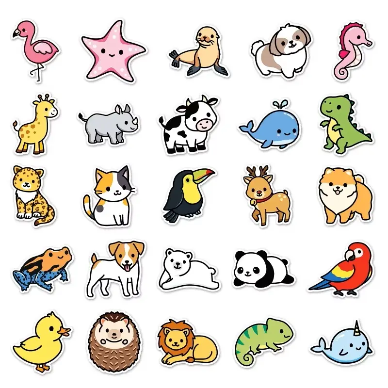 Hot selling custom cartoon animal labels cute stickers factory price (4)
